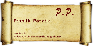 Pittik Patrik névjegykártya